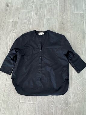 PROCHE 100% Cotton Poplin Button Down Black Shirt Size Small VGUC